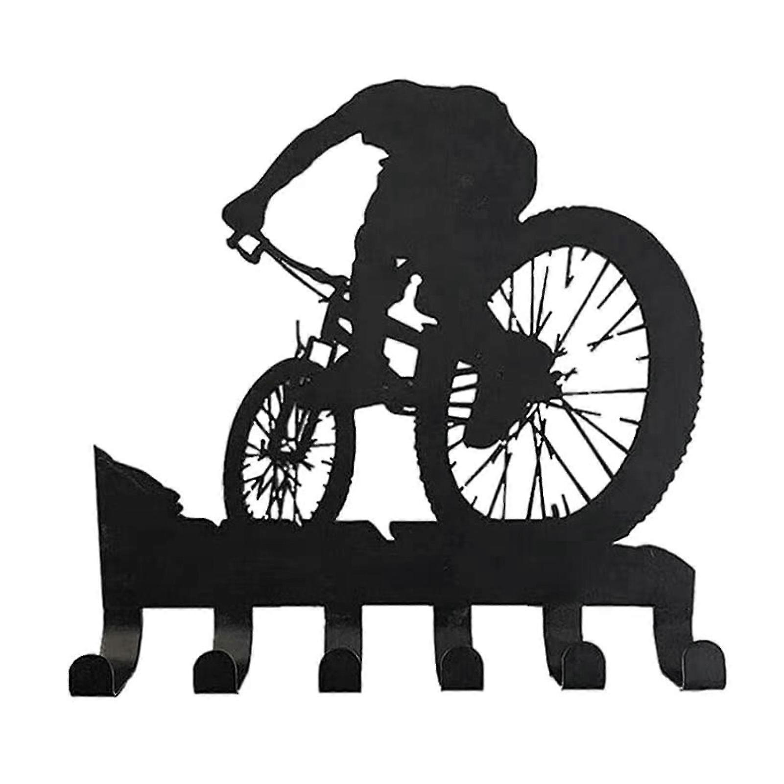 Storage Wall Mounted With 6 Hooks Coat Rack Clothes Bicycle Shape Iron