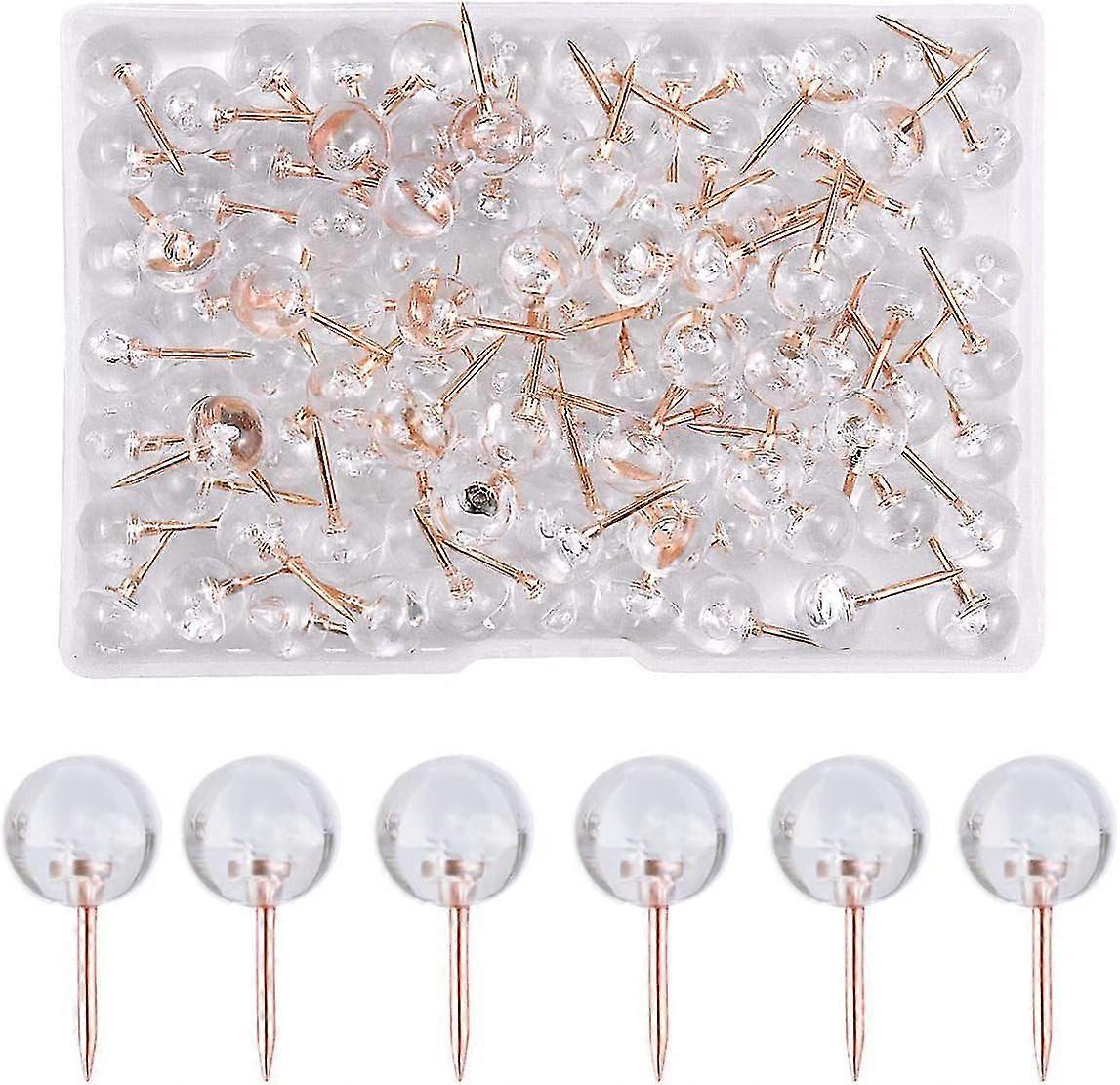 100pcs Push Pins, Round Transparent Push Pins, Cork Board Pins, Cork Board Push Pins, Wall Push Pin, Round Headed Push Pins Decorative Push Pins for C
