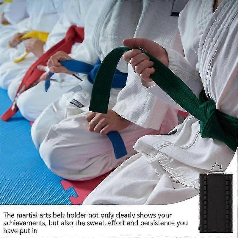 Karate & Taekwondo Belt Display Holder - Stores 8 Belts & 5 Medals With Transparent PVC Pockets