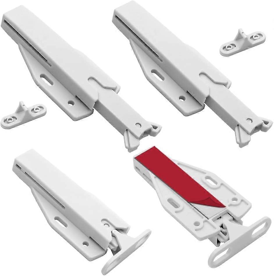 Push Open Cabinet Door Push Locks, 4 Pieces Push Locks Drawer Damping Push Locks Spring Touch Locks Cabinet Door Closing Systems, white