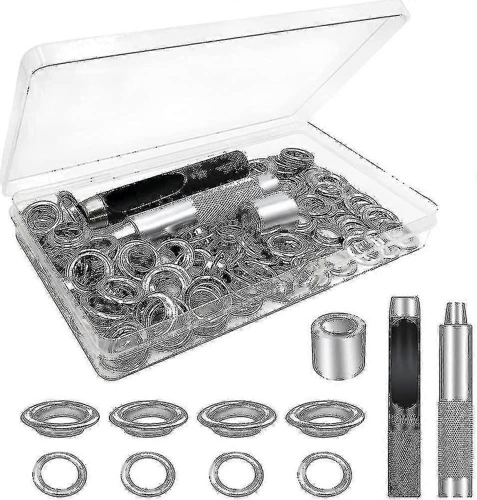 Eyelet Tool Kit, 100 Set Eyelets, Tarpaulin Eyelets, Grommet Eyelets Kit