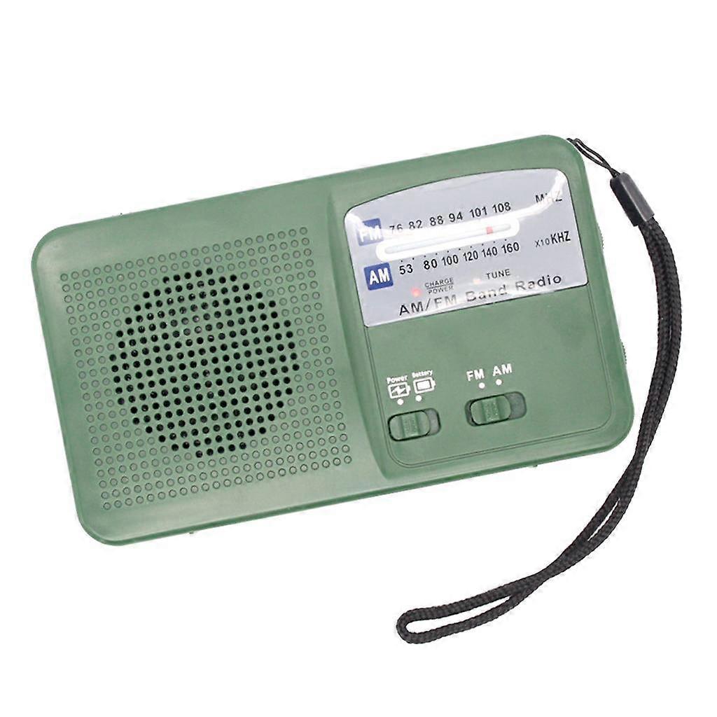 Outdoor Solar Hand Crank AM FM Siren Radio Multi-function Lighting Green
