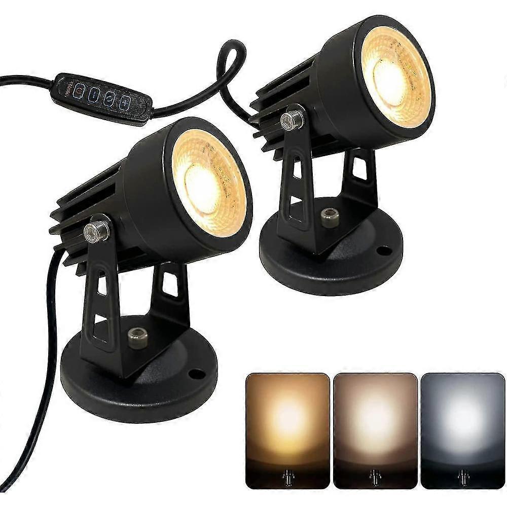 2stk Led Spot Lys Indendørs Til Planter, 3 Farve Accent Belysning Dæmpbar Uplights Spotlight Lampe Med Lysdæmper Afbryder FAW