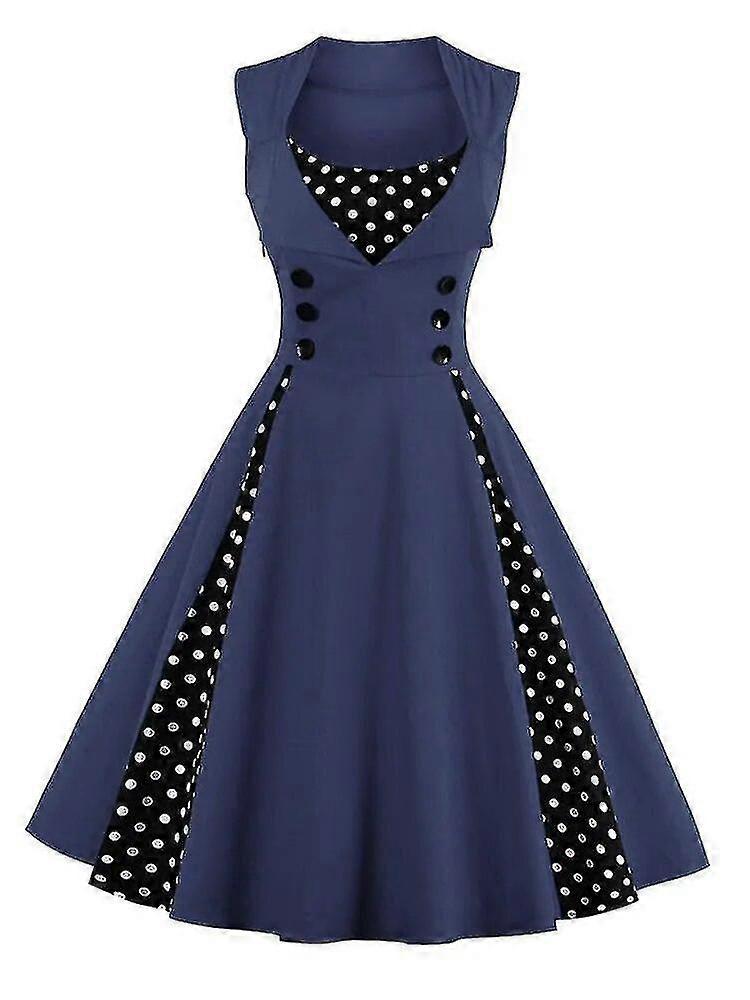 S-5XL Frauen Robe Retro Vintage Kleid 50er 60er Jahre Rockabilly