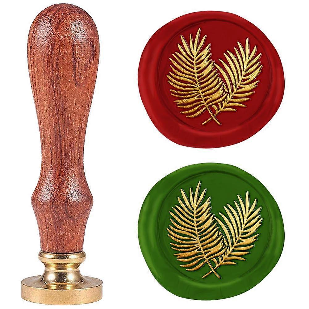 Palm Leaf 1" Wax Seal Stamp Retro Sealing Stamps Removable Brass Head Seal Stamp with Wooden Handle Sealing Wax for Envelope Greeting Card Letter Wedd