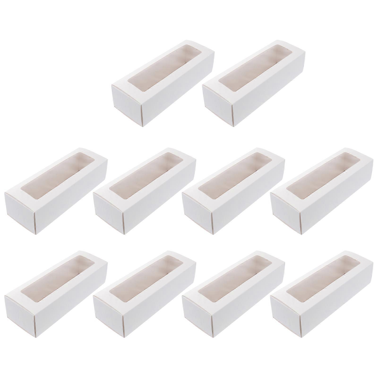 Box Macaron Boxes Container Cupcake Paper Packaging Macroon Dessert Small Bakery Mini Pastry Brown Windowed Containers Cookie