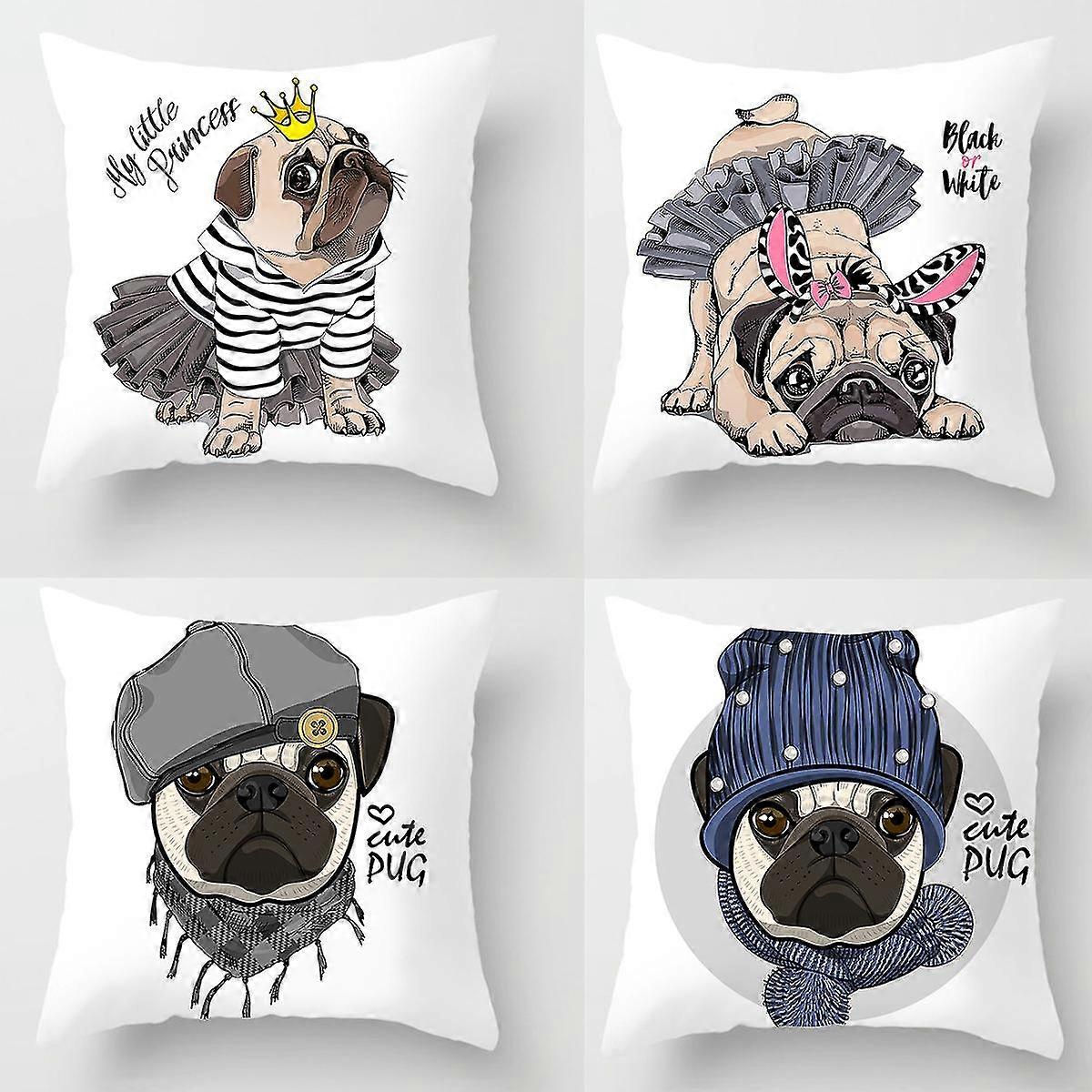 4 Piece Pillowcase Puppy Pattern Cushion Coverterrier Shiba Pillowcase Trim