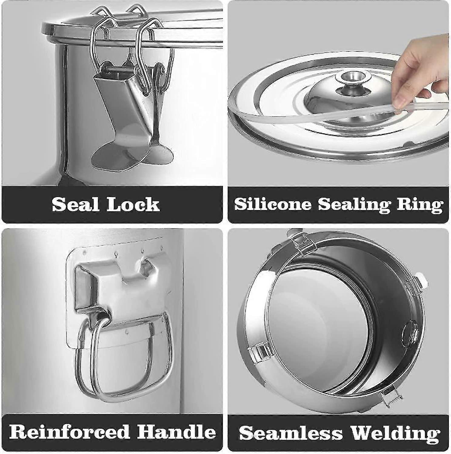 Pot à Lait INOX Avec Robinet 5L - Bidon De Transport Lait Ferme, Seau Inoxydable Hermétique Pour Huile Vin Et Liquides