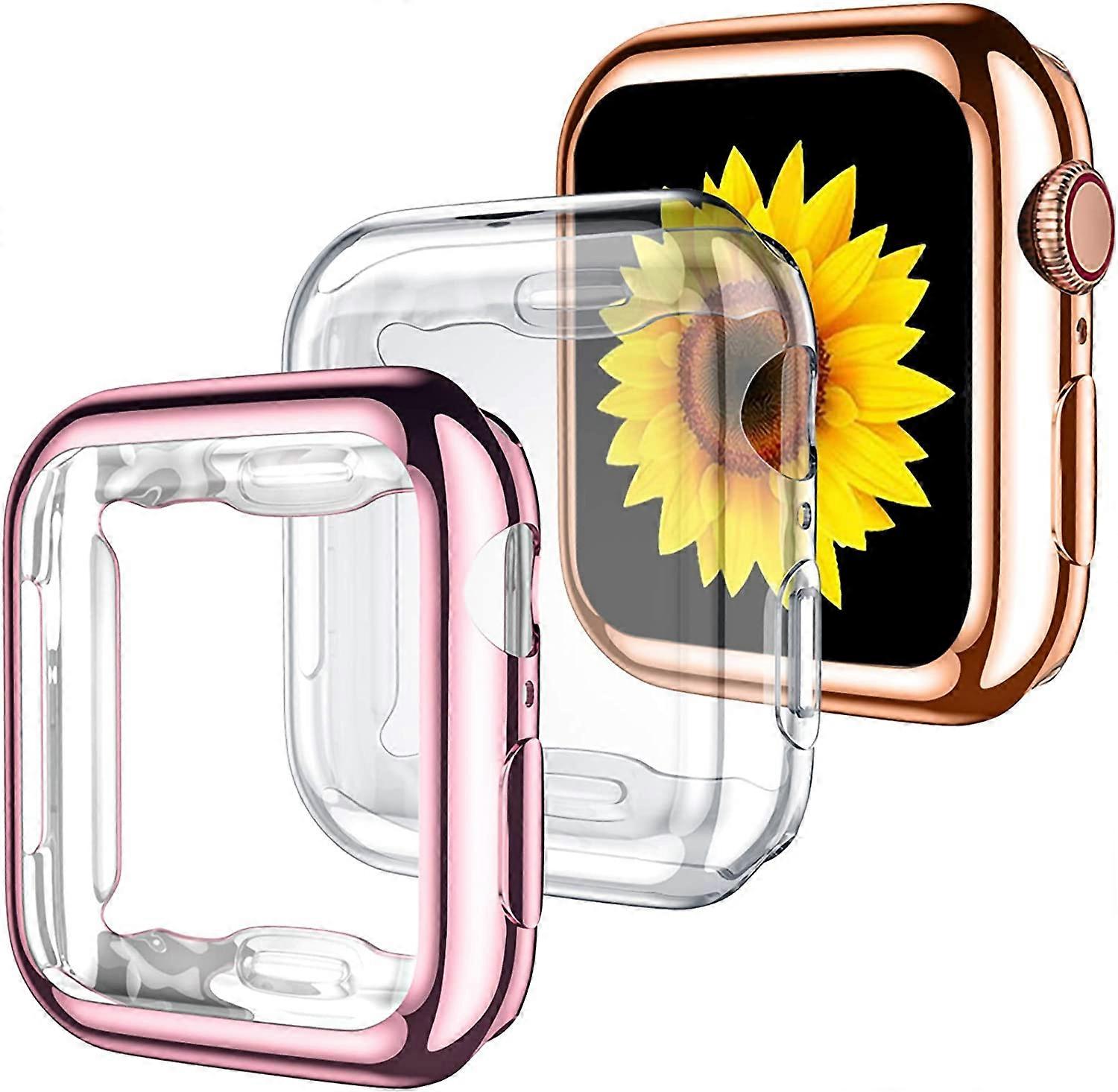 Apple Watchケース38mmと互換性のある3パック、iWatch用のTPUオールアラウンドアンチフォール保護ケースカバー付きソフトHD高感度スクリーンプロテクター