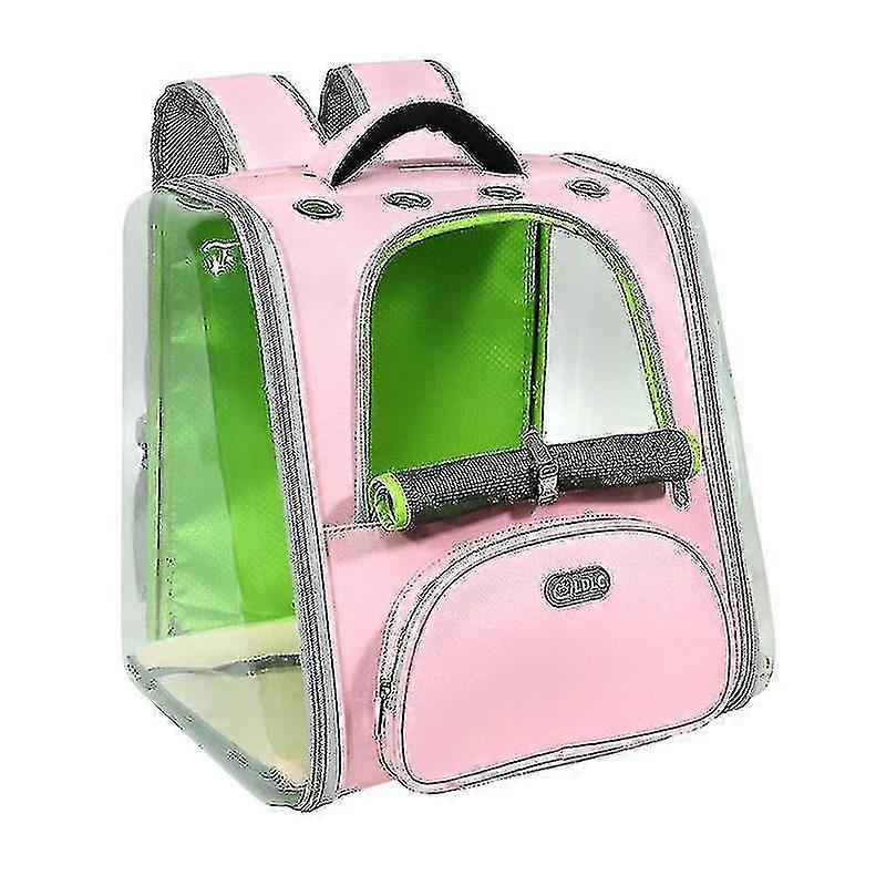 Plastic See-Through Window Pet Backpack(Pink Fruit Green)