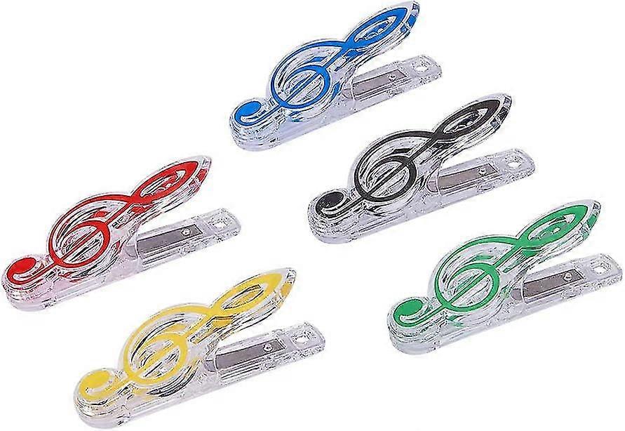 Set Of 5 Pliers In The Shape Of Transparent Plastic Music Notes For Pages And Scores