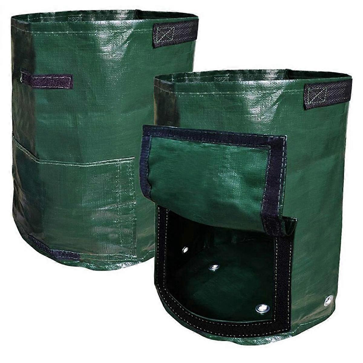 2PC Garden Potato Grow Bag PE Fabrics Gardening Thicken Pot Vegetables Planter Tub with Handles and Access Flap,A