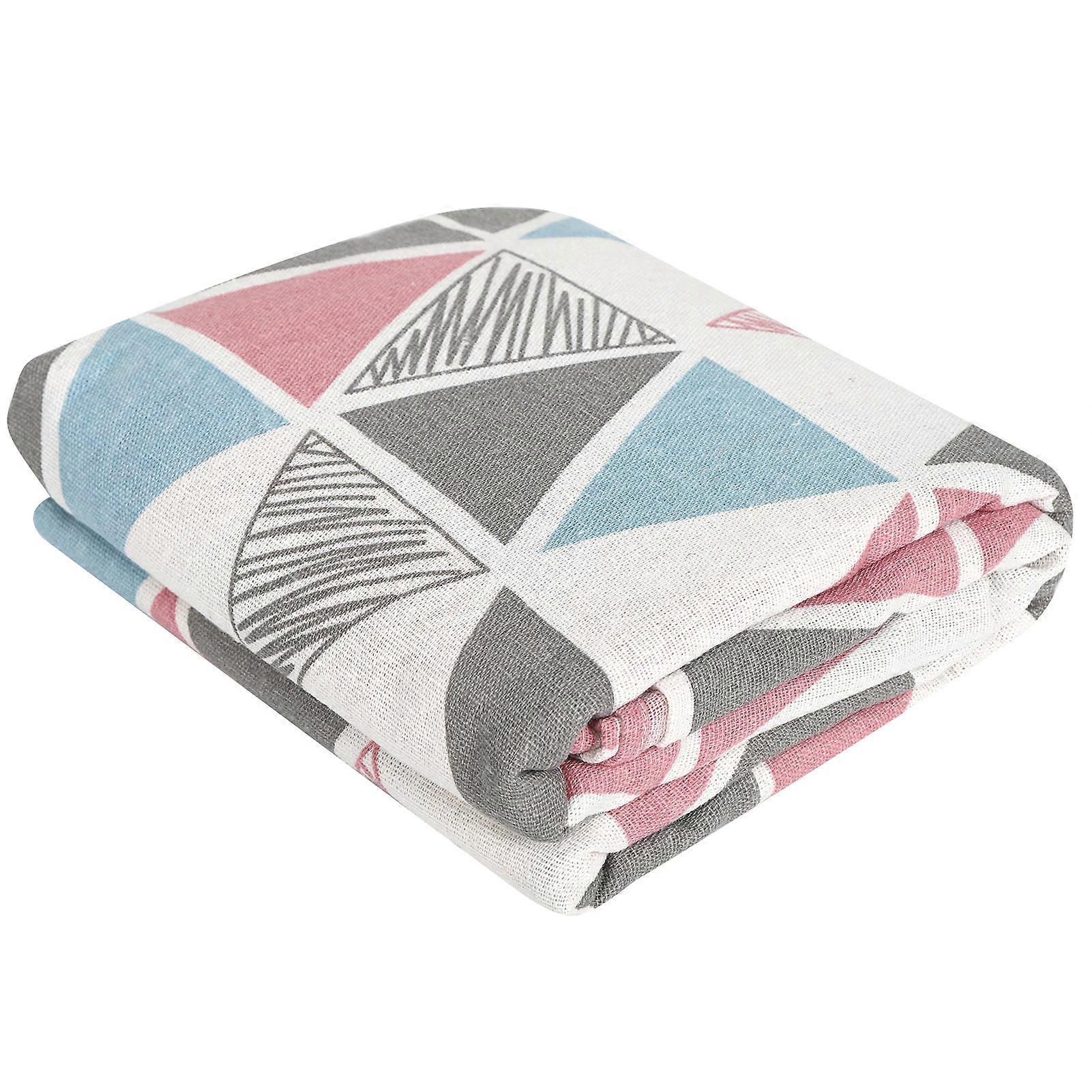 Cotton Linen Triangular Design Tablecloth for Dining Outdoor Use - Pink Blue Black