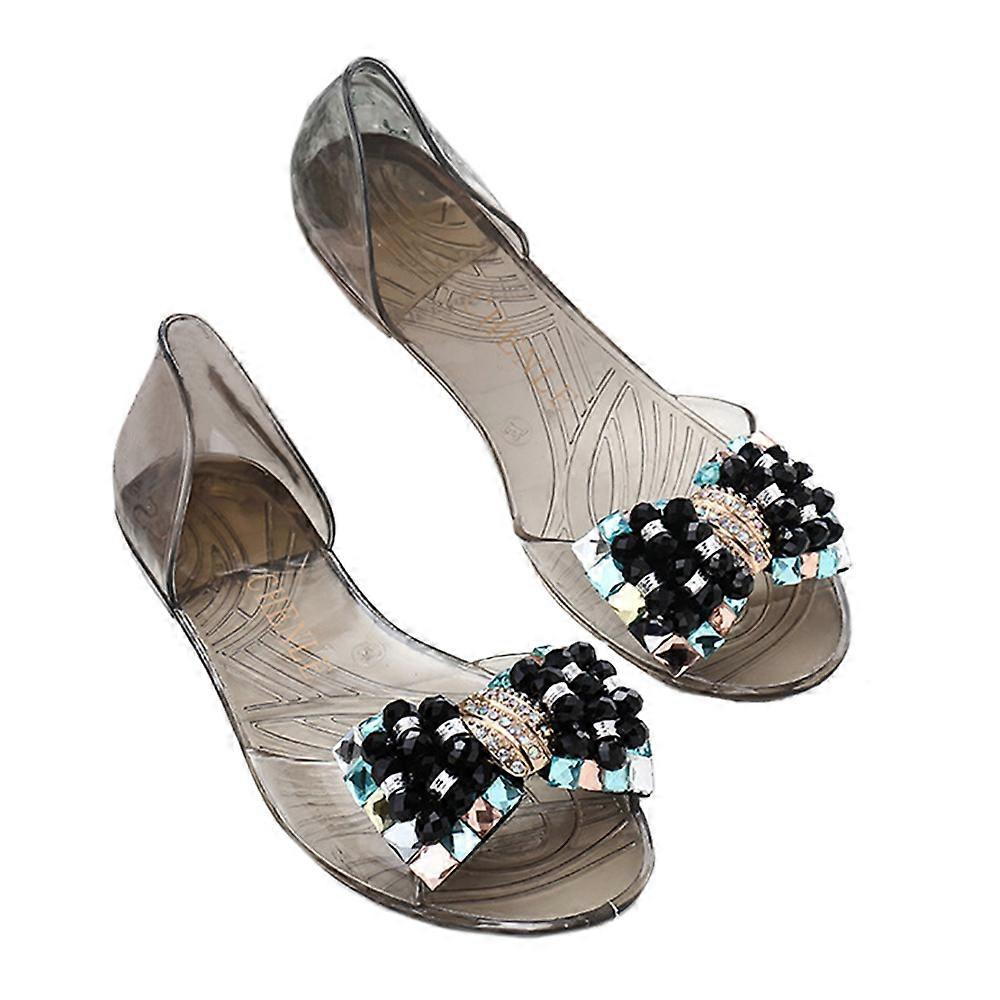 Manual Beands Transparent Jelly Shoes Beach Bowknot Peep-toe Sandals