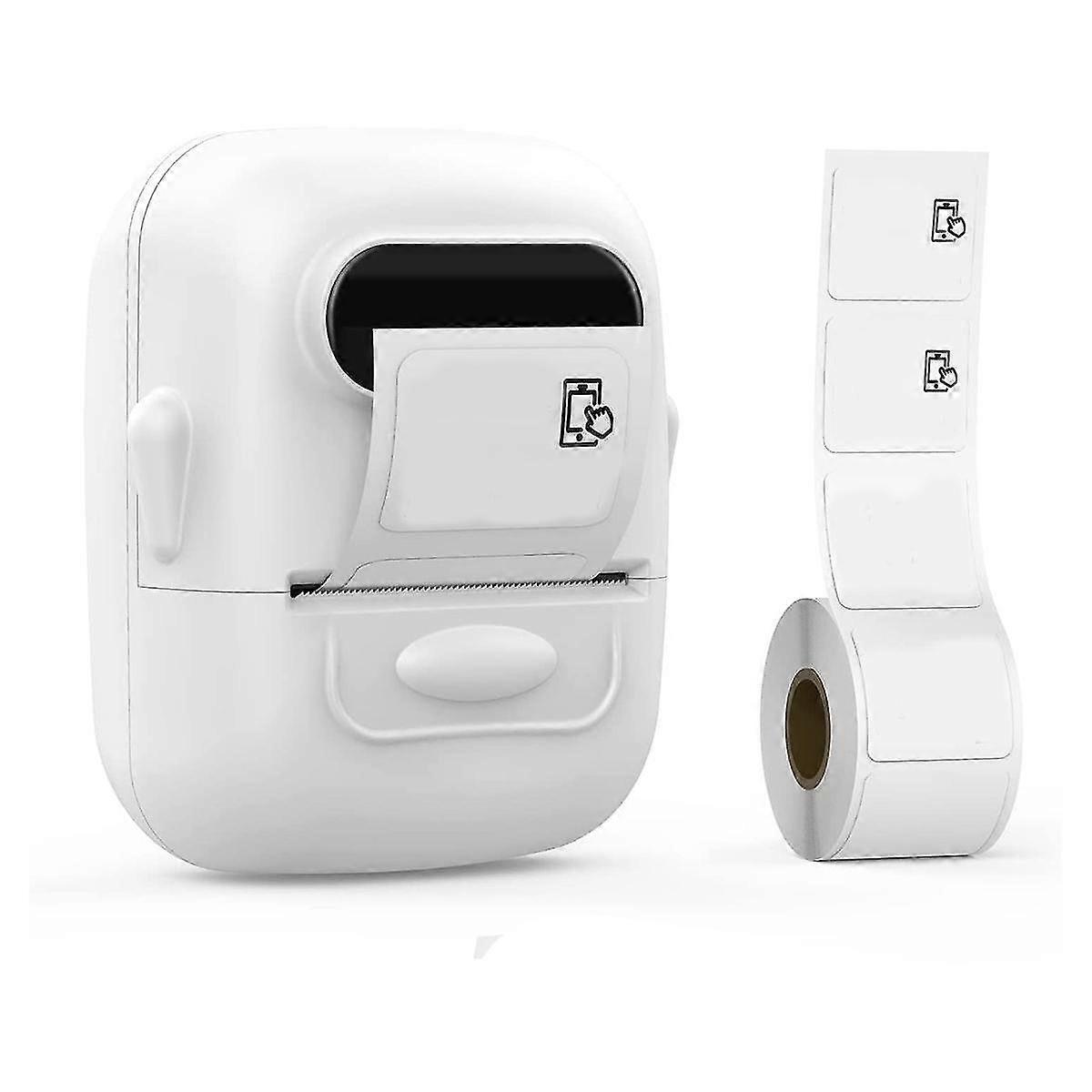 Label Maker Machine With Tape Barcode Label Printer - Mini Portable Bluetooth Thermal Labeler, White