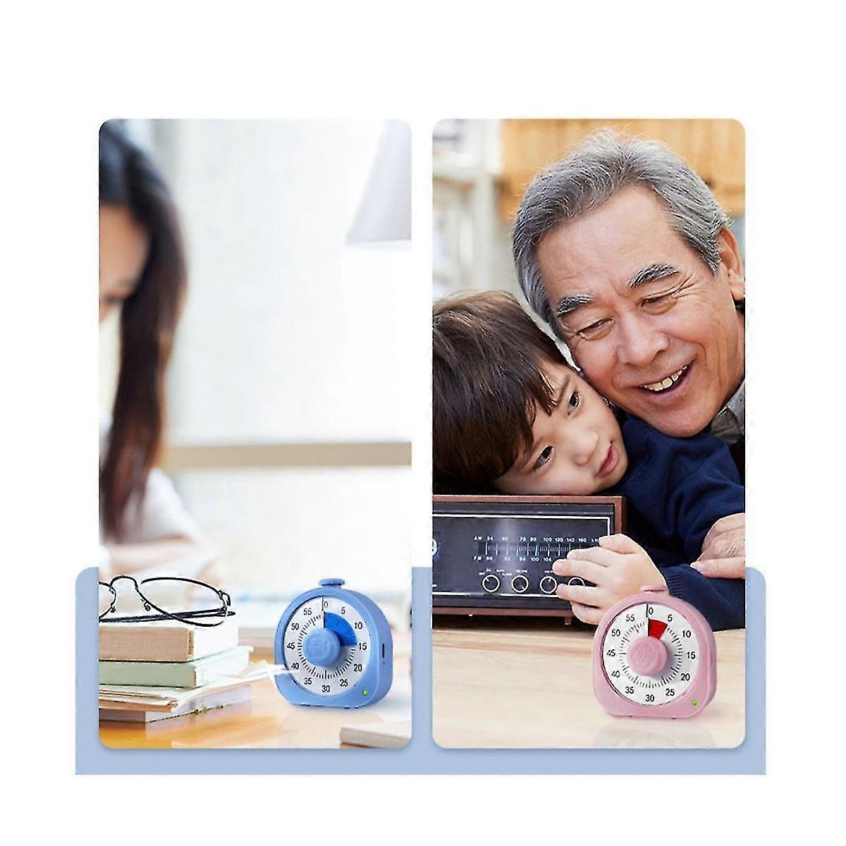 Visual Timer Mechanical Kitchen Timer 60-minutes Alarm Cooking Timer Blue