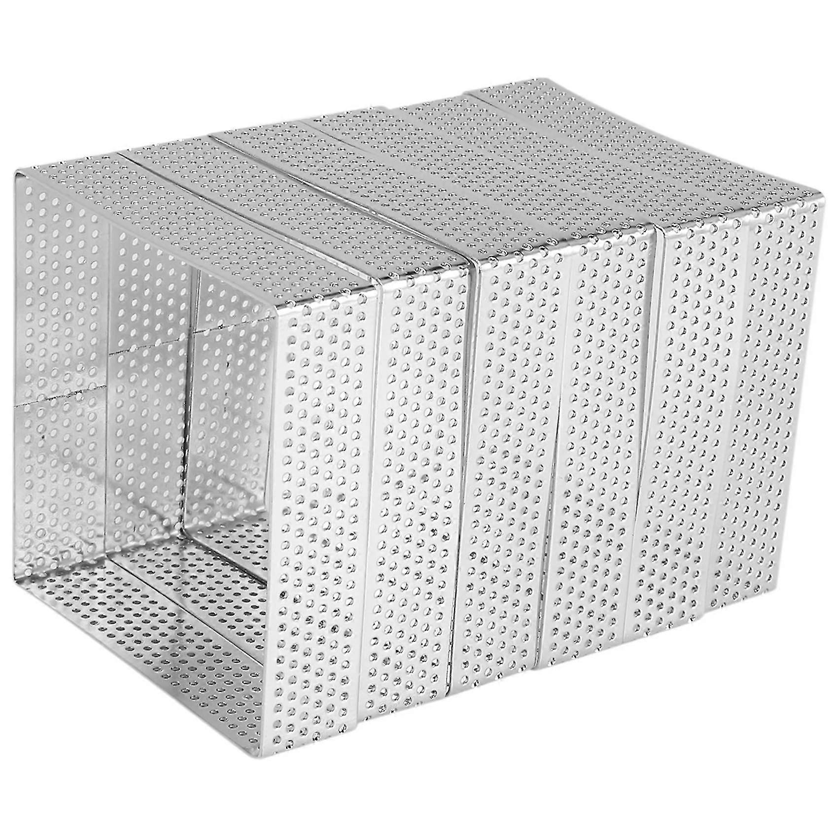 6pcs正方形ステンレス鋼多孔質タルトリングボトムタワーパイケーキベーキングツールフレンチベーキング