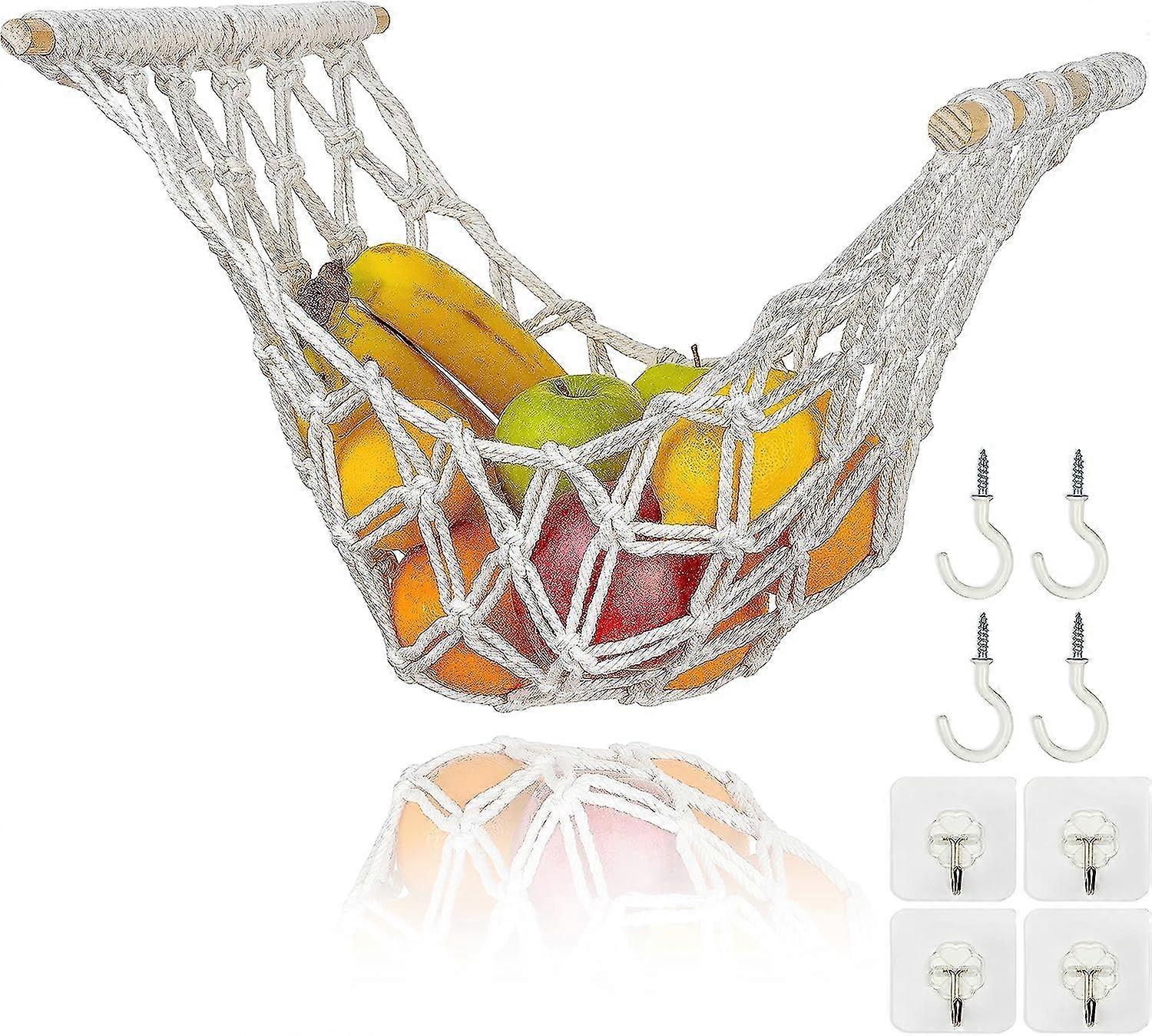 Fruit Hammock - Under Cabinet Hanging Basket - Space Saving Organization And Storage - Kitchen Banana Hammock Holder - Boho Decor