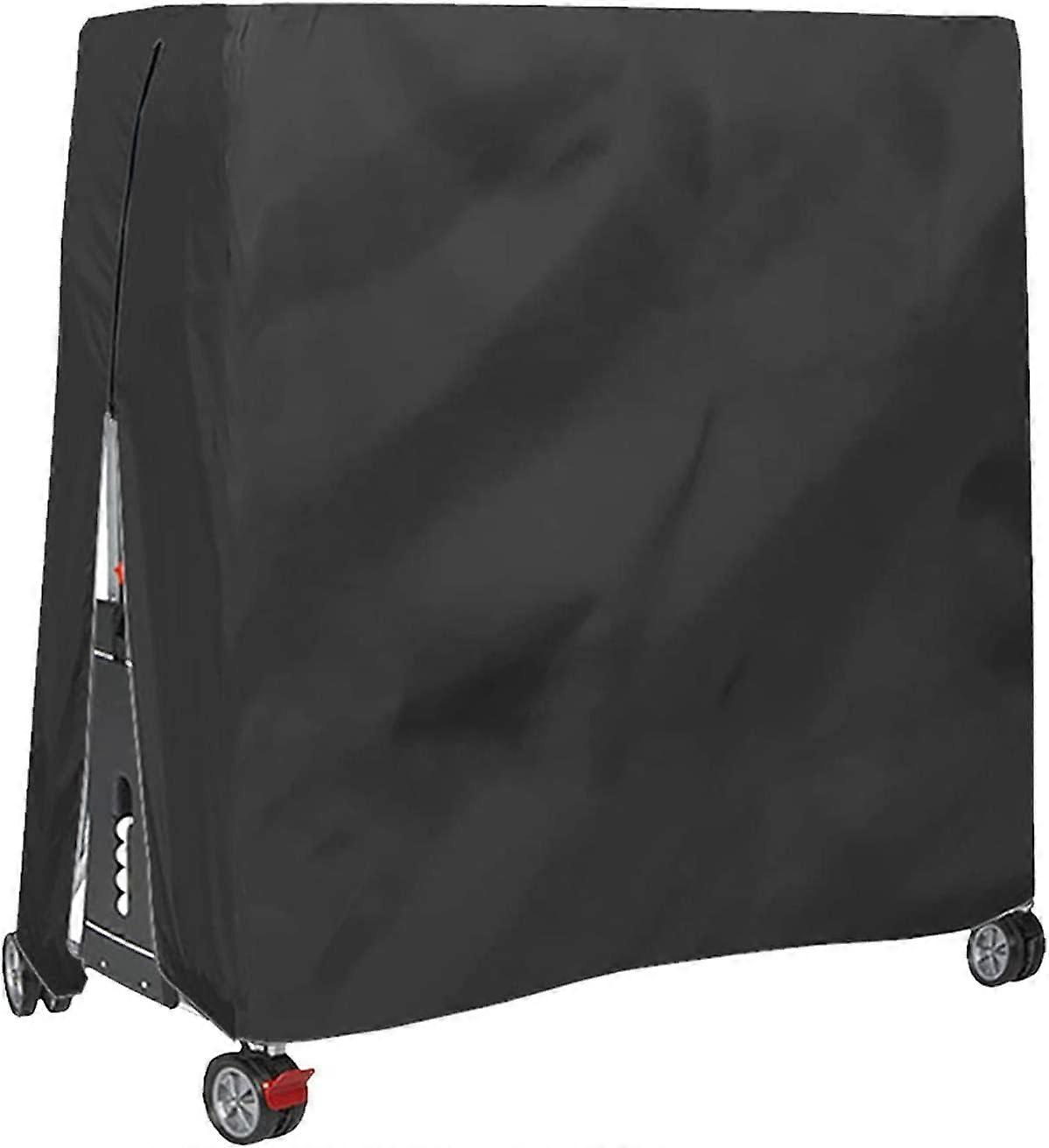 Black Ping Pong Table Cover, Waterproof Wind Resistance Anti-UV Heavy Duty Oxford Cloth Table Tennis Table Cover with Zipper and Adjustable Drawstring
