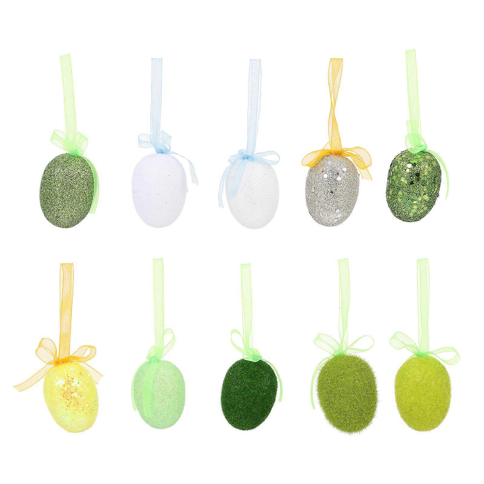10 Pcs Easter Egg Shape Ornament Foam Egg Hanging Pendant Easter Party Decor