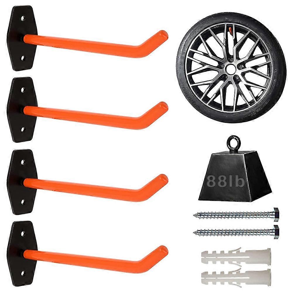 4 PCS Garage Hooks Heavy Duty Wall Mount,Tire Storage System with Anti- Coating,Hang Heavy Tools fo