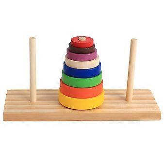 1 set di puzzle in legno colorato con torre impilabile ad anelli, giocattoli educativi per bambini