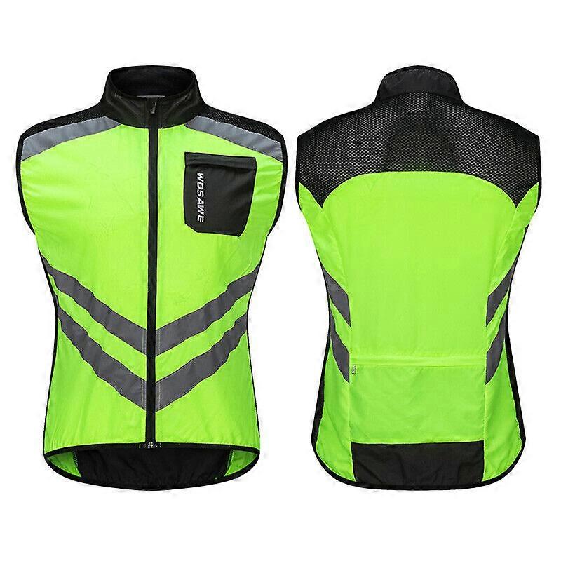Bicycle vest windproof warning vest high visibility continuous zipper