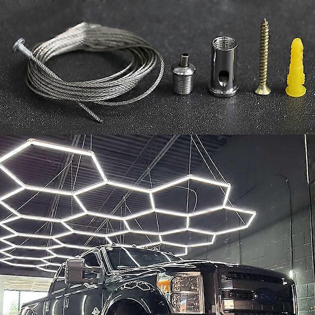 14 Hex LED Garage Lights Hexagon for Car Detailing LED Shop Linkable Plug-in Ceiling Light Workshop Basement Gym Warehouse