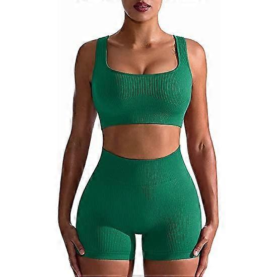 Workout Outfits for Women 2 Piece Seamless Ribbed Exercise Set