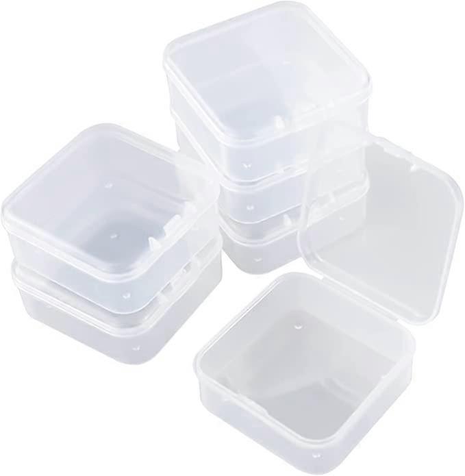 20 Pieces Mini Square Plastic Clear Beads Storage Containers Box with Lids