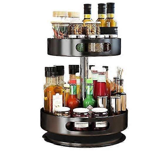 2 Tier Rotating Spice Rack Organizer with Height Adjustable