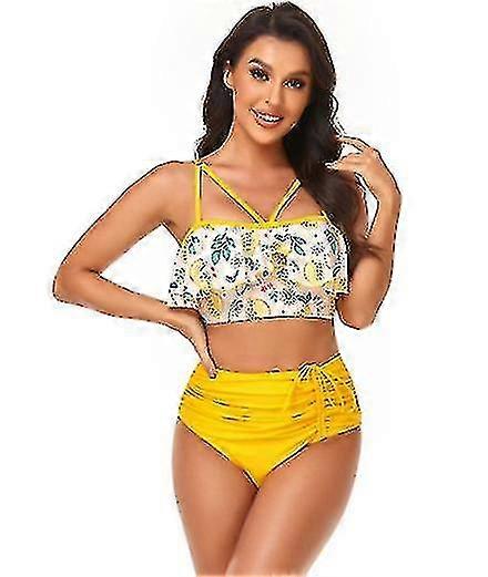 2024 Új női osztott fürdőruha Ins divat szexi magas derékú fodros húzózsinóros bikini fürdőruha nőknek VBMT