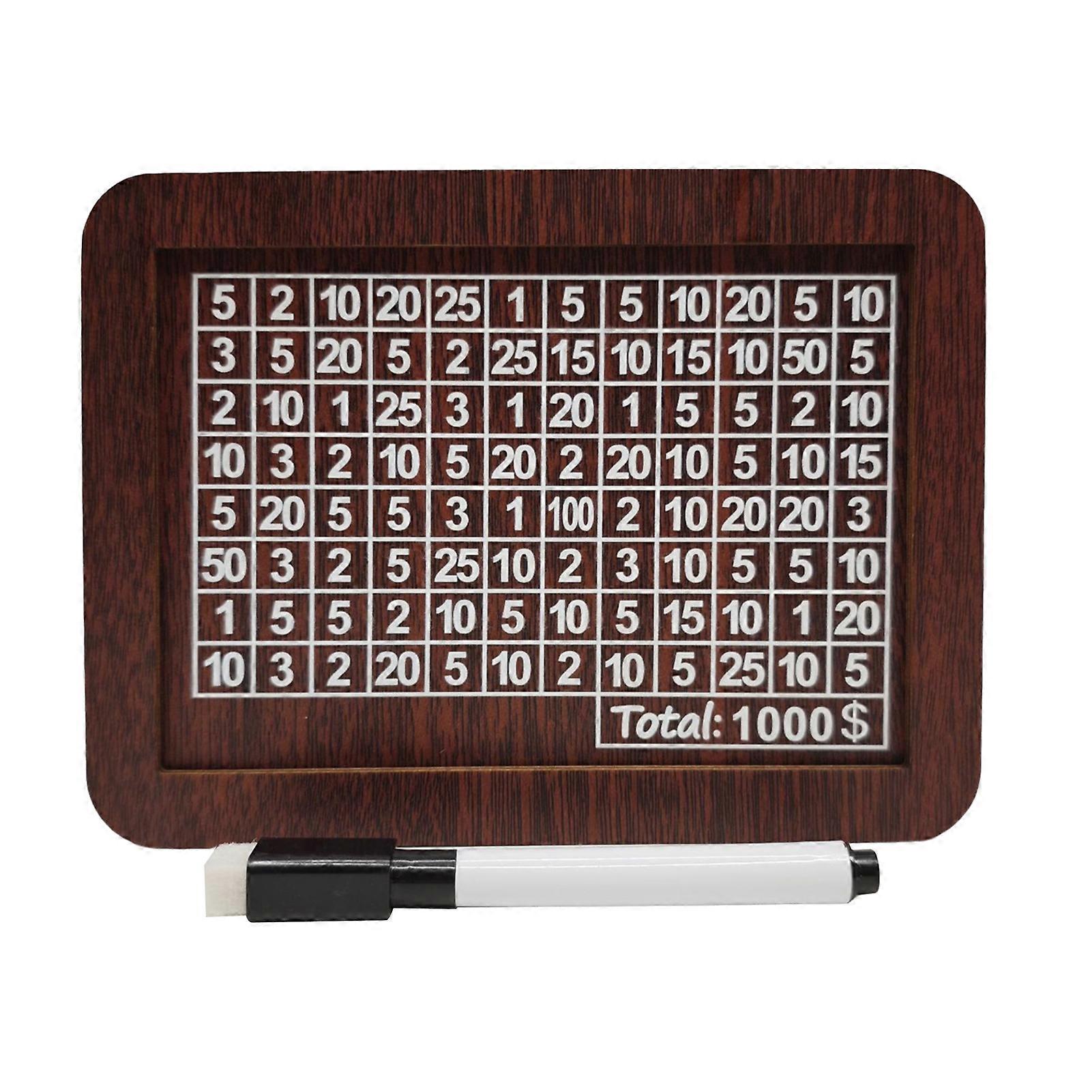 Wooden Money Box with Counter Marker Pen Vintage Piggy Bank with Money Target Numbers Coin Cash Container Money Saving Challenges Box Jikaix