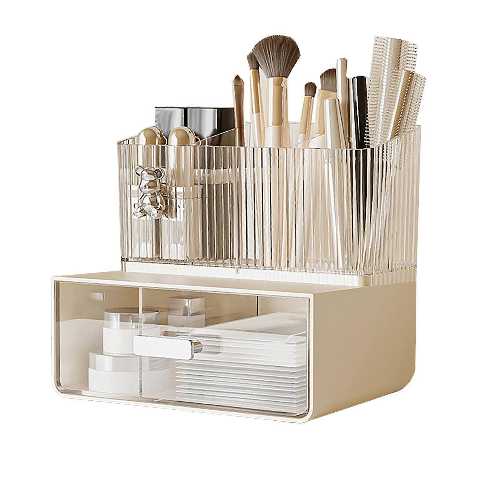 Transparent Cosmetic Storage Box Large Capacity Compartment Easy Access Smooth Pull-out Convenient Countertop Storage Container Jikaixiang