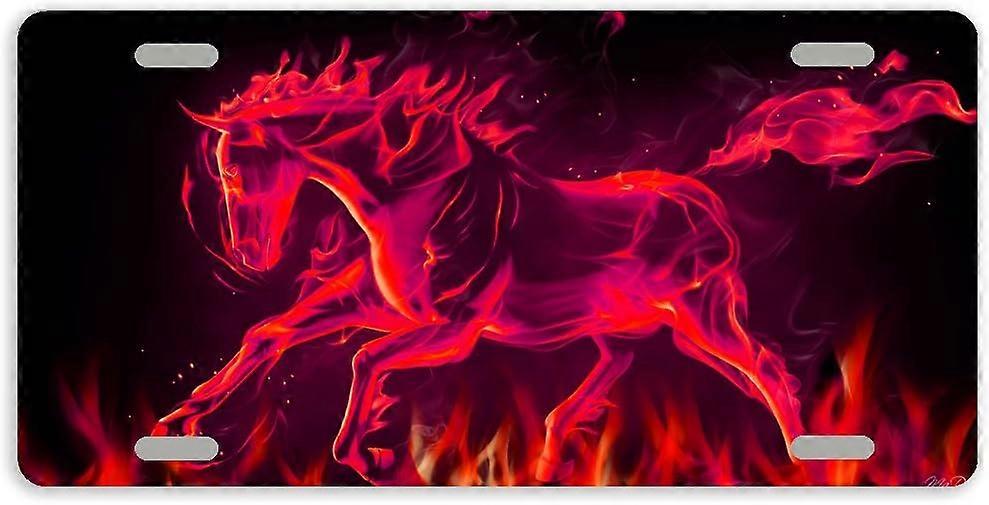 Rotes Feuer Pferd Metall Auto Tag Auto Tag Nummernschild Abdeckung mit 4 Löchern 12 x 6 Zoll