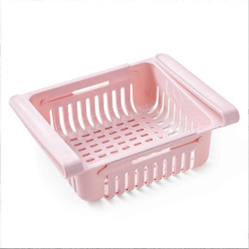 Fridge Drawer Organizer Retractable Under Shelf Pull-out Food Storage Box (1pc, Pink)