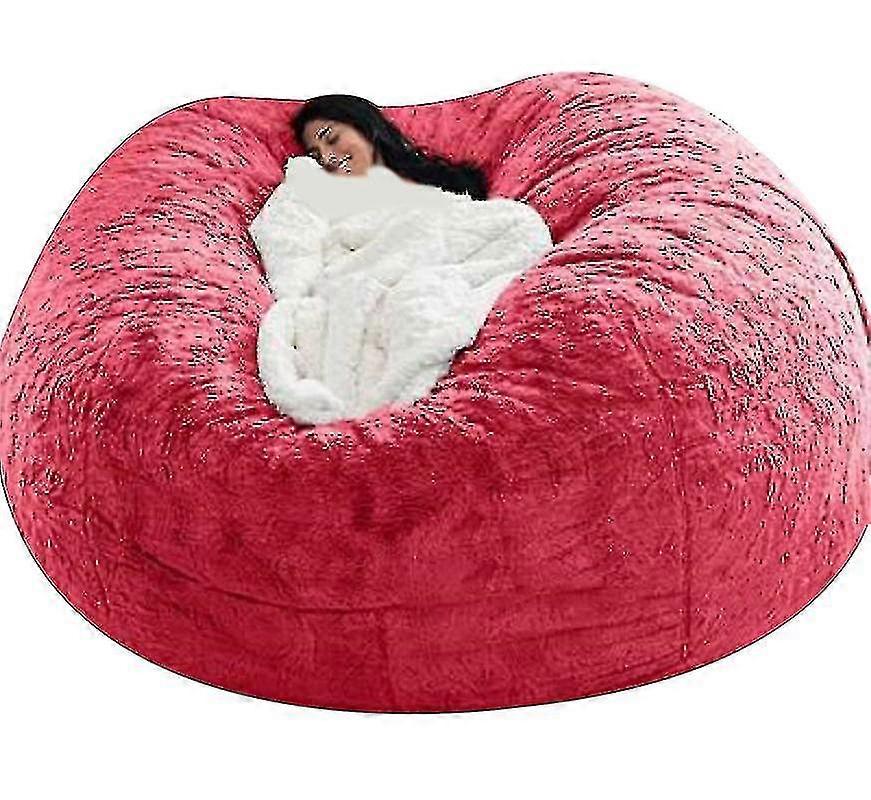 Lazy Soffa Saccosäck Konstgjord Päls Böna Väska Böna Soffa-135cm * 65cm-Ljusröd