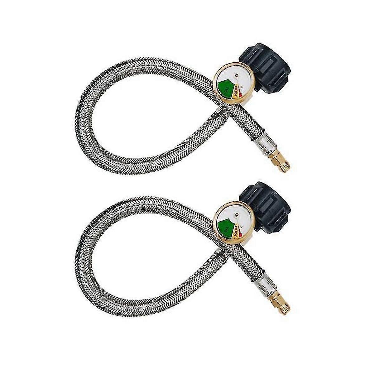 2 قطعة 18 بوصة مضفر من الفولاذ المقاوم للصدأ Rv منظم البروبان خرطوم موصل مع 1/4 بوصة ذكر Npt مقياس