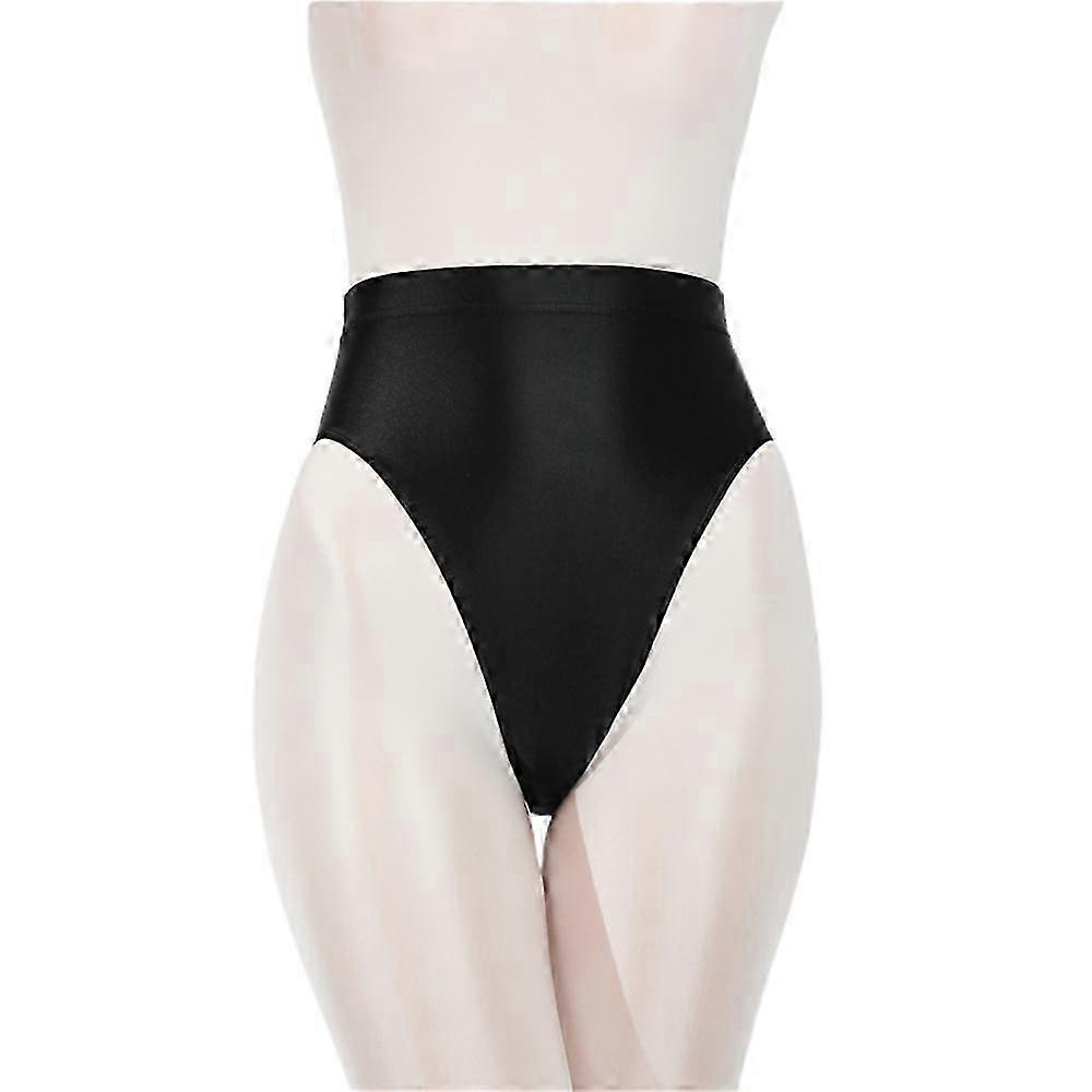 Femmes Soyeux Satin brillant Brillant Wet Look Knickers Taille haute Slips Sous-vêtements Culotte