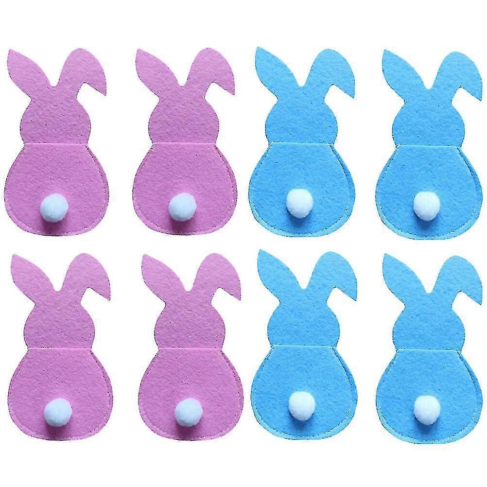 8pcs Easter Cutlery Holders Pouch Bunny Utensil Holders Bag For Easter Party