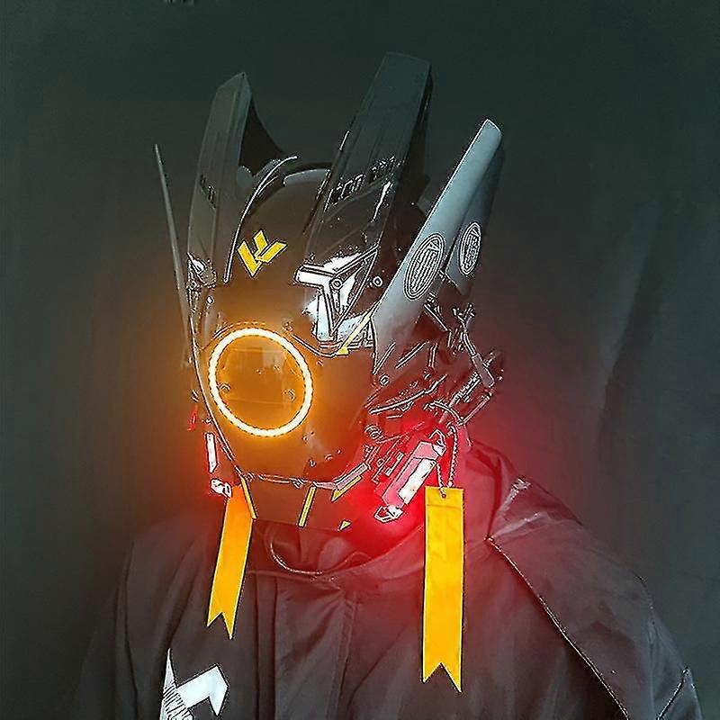 Cyberpunk מסכה עגולה מנורה כנף צמה משולש מנורה איפור שינוי מוסיקה פסטיבל הוביל מסכה זוהרת טכנולוגיה קסדה בוריס