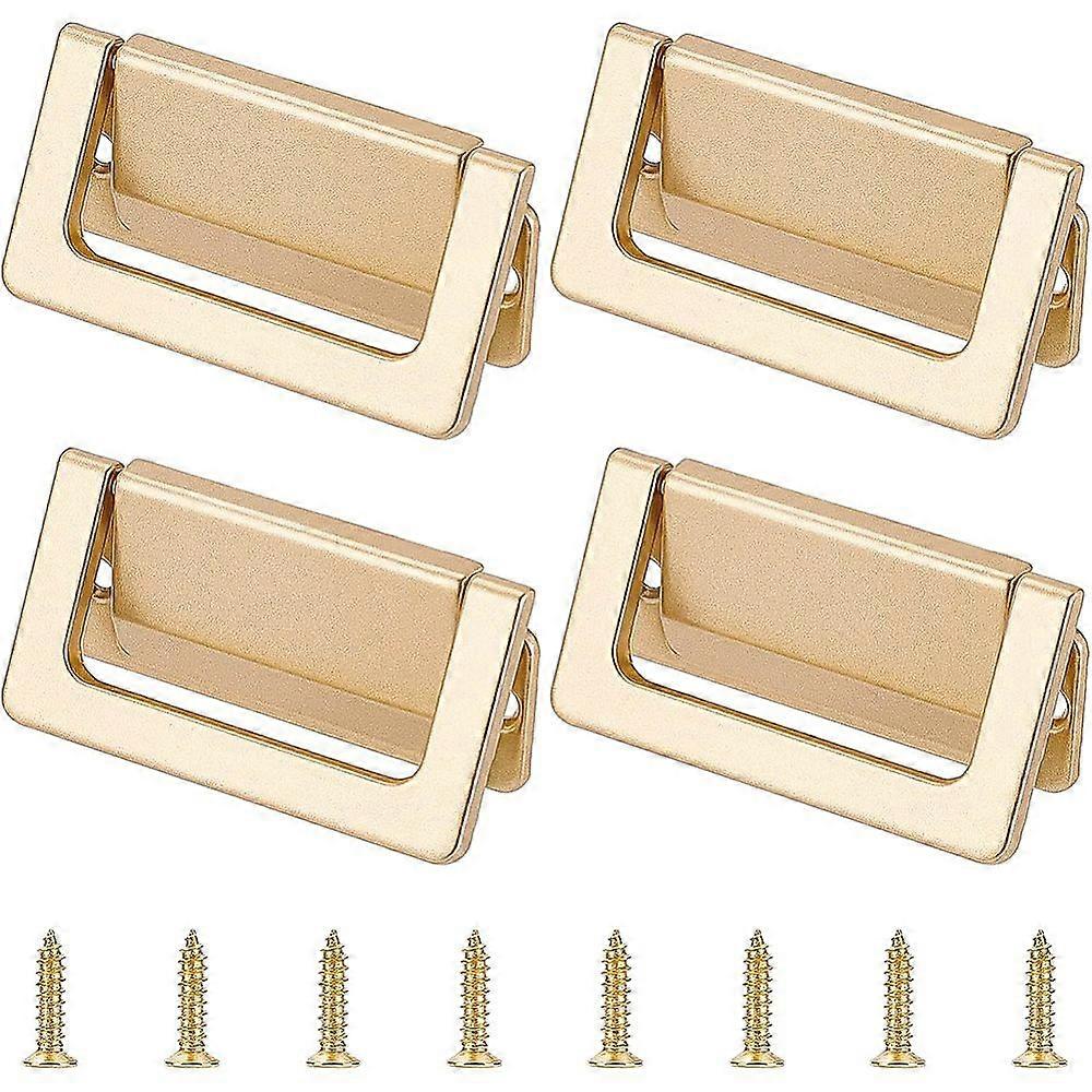 Alloy Embedded Sliding Concealed Cabinet Drawer Handles Cabinet Wardrobe Drawer Pulls Light Gold 74x39.5x6.5mm Hole: 4mm