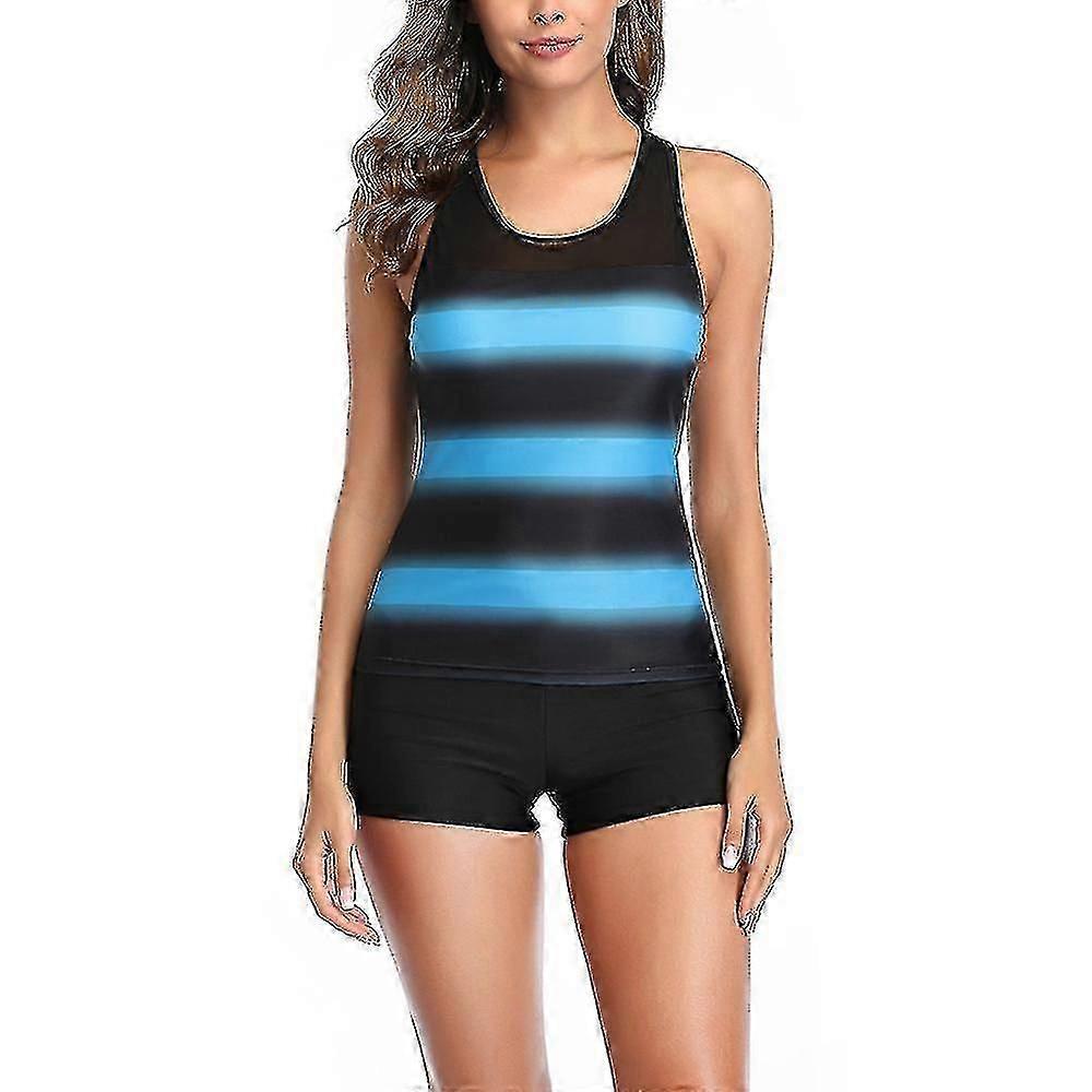 Femmes Surf Deux Peices Maillots De Bain Tops Boyleg Shorts Maillot De Bain Rayé-XK7024