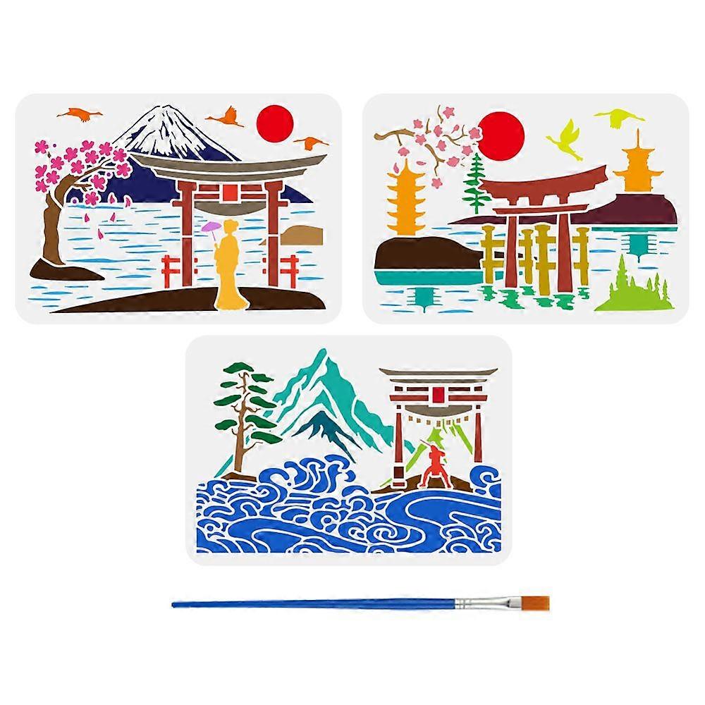 3Pcs 3 Styles PET Hollow Out Drawing Painting Stencils for DIY Scrapbook Photo Album Building 297x210mm 1pc/style