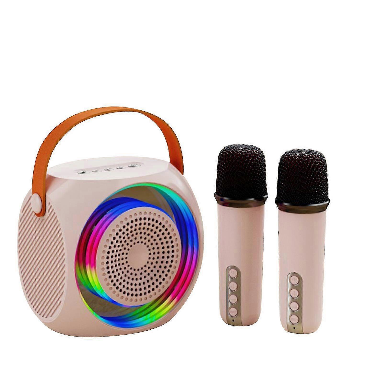 Portable Bluetooth Speaker with 2 Wireless Microphone for Kids and Adults with Led Lights