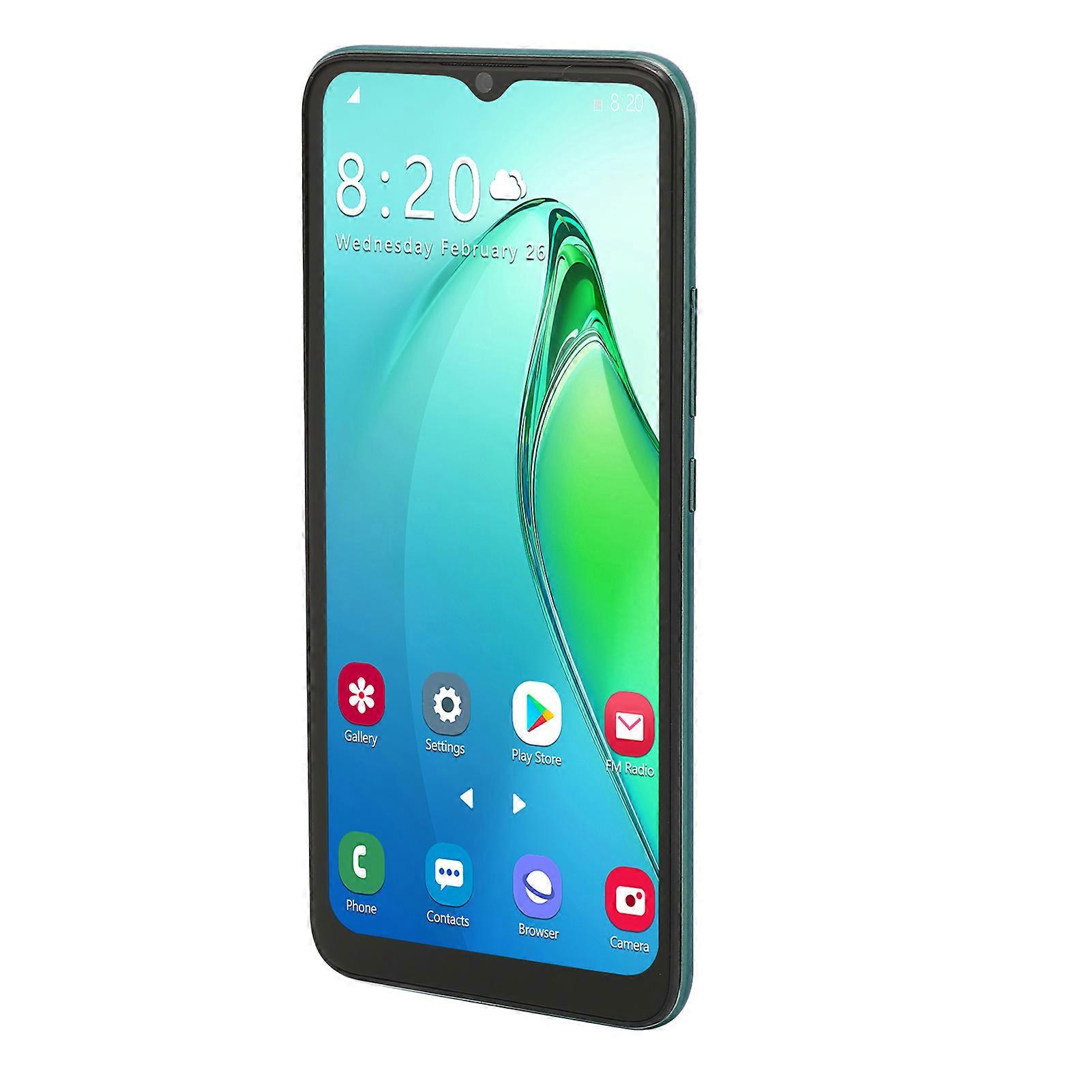 6.5 Inch Smartphone 5G 6GB RAM 128GB ROM Memory for Android 12 Cell Phone with Fingerprint Face Unlock 5000mAh Battery 100‑240V Green AU Plug