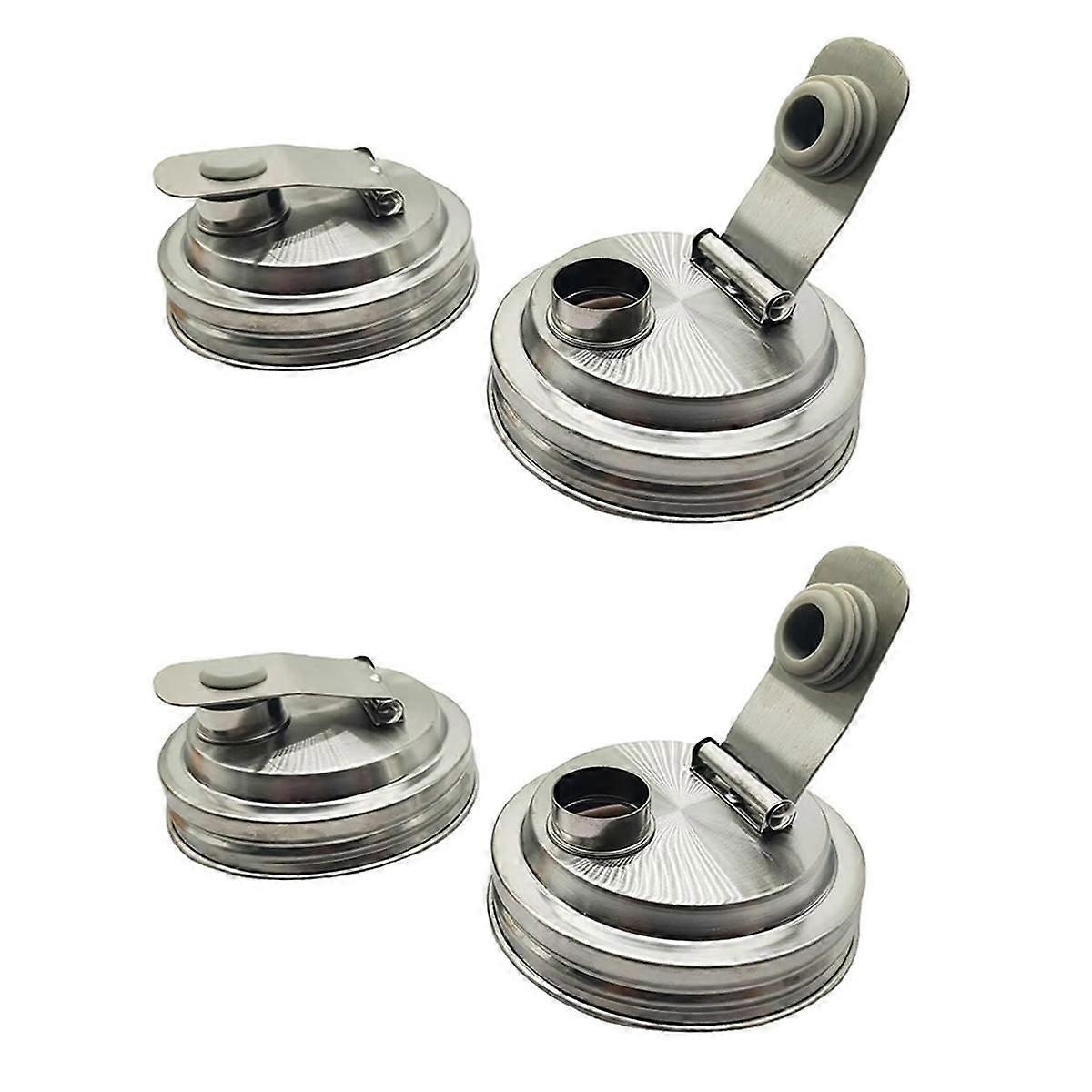 Stainless Steel Wide Mouth Mason Jar Flip Prouting Spout Lids with Handle, for Home Brewing Ferment