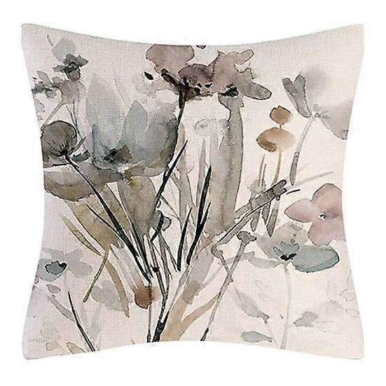 Floral Print Throw Washable Pillowcase Replaceable Case Cover Machine Pillow Flax Fabric Pillow Decorative Cushion Cover