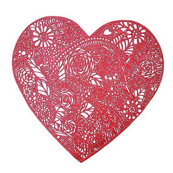 Practical Dinnerware Placemat Non-slip Heart Shaped Decorative PVC Love Coaster Dinnerware Placemat for Home