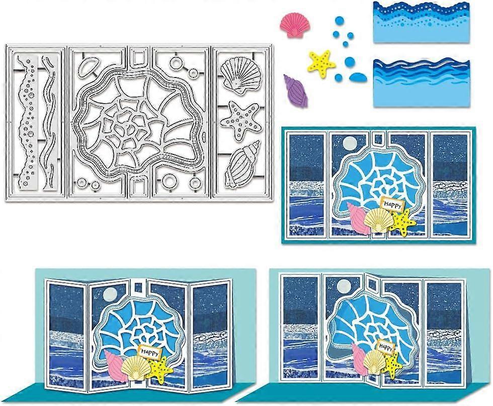 3D Ocean Theme Cutting Dies for Card Making Conch Shell Die Cuts 3D Gift Card Stencil Template for Scrapbook Embossing Album Paper Card Making
